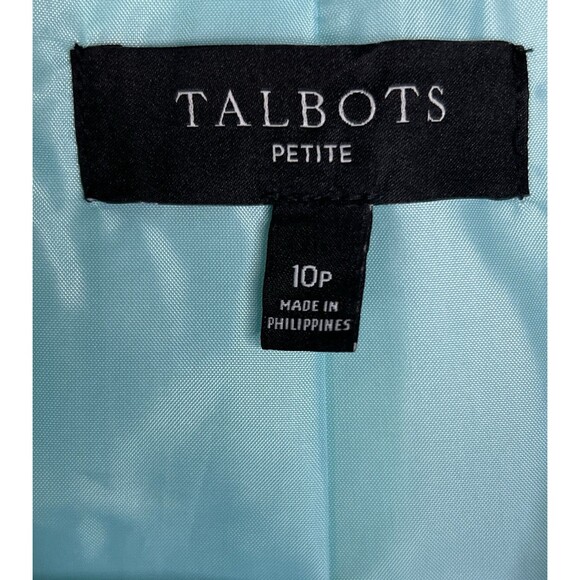Talbots Blazer Jacket Women's 10P Aqua Blue Tweed Lined One Button Office Career - Picture 4 of 12